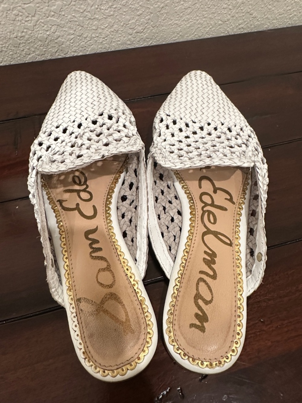 Sam Edelman Woven Pointed Mule in White - Picture 2 of 6